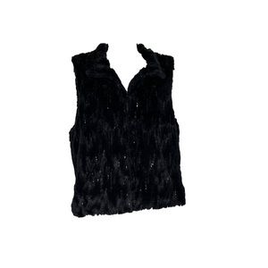 Betsey Johnson fur vest black medium